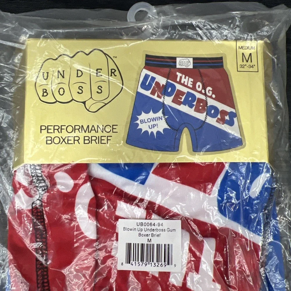Under Boss Blown Up‎ Gum Performance Boxer Brief Mens Size Medium Blue Red White